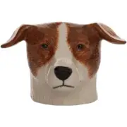 Quail Ceramics Face Egg Cup Jack Russell Tan & White
