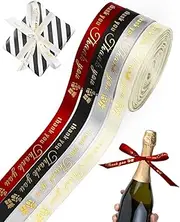 Pineraap 4 Rolls 40 Yards Thank You Ribbon, 3/8 Inch Ribbon Roll Printed with Gold Stamping Word “Thank You”, Wrapping Ribbon for Teacher Appreciation, Thanksgiving Day, Gift Box, Wedding, Flower