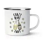 Crazy Wine Lady Stars Enamel Mug Cup Funny Joke Drunk Mum Mothers Day