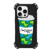 iPhone 16 Pro Bounce Case MagSafe Compatible T-Rex Dinosaur Pattern Coffee Tumbler Cup Blue Green (PATTTREX1-A)