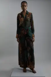 Feather Devore Woven Wide Leg Pants