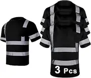 Hi Vis Safety T Shirt for Men Class 2 ANSI Reflective High Visibility Short Sleeves Work Shirt