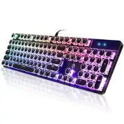 Typewriter Style Mechanical Gaming Keyboard RGB Backlit Wired with Blue Switc...