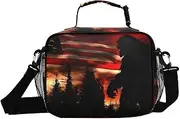 Sasquatch Sunset Silhouette Insulated Lunch Box for Women Men - Ideal for Work, Picnics - Includes Adjustable Shoulder Strap