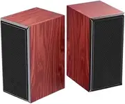 MagiDeal 2X Computer Speakers Desktop Speakers Lightweight Wear Resistant Easy to Use Wooden Speakers Laptop Speakers for Office Party