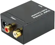 Digital Optical Toslink SPDIF Coax to Analog RCA Audio Converter Adapter with Fiber Cable, black, 160206