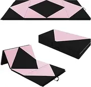 Costway 117 x 60 x 20 cm Gymnastics Mat, 4-fold Tumbling Mat with Carrying Handles & Hook and Loop Fasteners, Folding Exercise Mat for Home Gym Fitness, Suitable for Gymnastics, Stretching, Yoga, Martial Arts