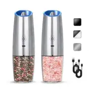 Rechargeable Electric Salt And Pepper Grinder Set, Automatic Gravity Electric...