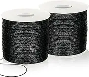 Elastic Cord for Jewelry Making, Black Nylon String - 262 Yds 0.8mm, Necklace Wind Chime Braided Bracelets Beading (2 Rolls)
