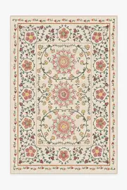 200' x 290' | Machine Washable Runner Rug | Kid & Pet Friendly | Indoor Rug | Suzani Coral Rug | Ruggable