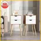 JAXTASY Set of 2 Bedroom Nightstands Bedside Table Storage w/ 2 Drawers