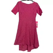 Betsey Johnson Cosmopolitan Hot Pink Hi Low Lace Dress NEW 6