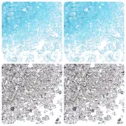 40g Crushed Glass Chips 1-3mm Irregular Broken Sprinkles Glass, Sky Blue Silver