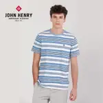 【JOHN HENRY】圖騰幾何橫條紋T恤