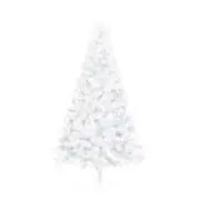 NNEVL Artificial Half Christmas Tree with LED&Stand White 150 cm PVC