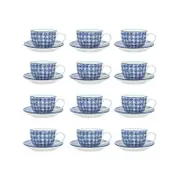 Nicola Spring Patterned Porcelain Cappucino Cups and Saucer Set - 250ml - Set of 12