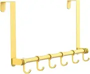 HCHANGEN Over the Door Hook Door Hanger 6 Coat Hook Over the Door Towel Rack for Hanging Door Coat Hanger Rack for Towels, Clothes, Back of Bathroom (Gold)