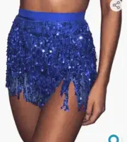 Kakaco Hip Skirt Tassel Sequins Belly Dance Costume Party Rave Skirts Fringe Hip