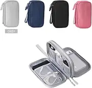 Double Layer Electronic Organizer Digital Accessory Storage Bag Electronic Cable Organizer Bag Storage Cases for Cable, Charger, Phone, USB, SD Card, Hard Drives, Power Bank, Cords (Grey)