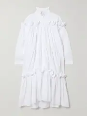 [PREEN BY THORNTON BREGAZZI] PREEN BY THORNTON BREGAZZI - Bendir Ruffled Cotton Midi Shirt Dress - White - small small White
