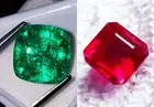 8 to 10 Ct Loose Natural Emerald & Ruby Gemstone Mixed Pair Certified RM195