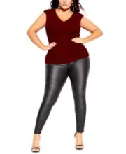 City Chic Women Shoulder Pad Blouse Sleeveless Burgundy Top Size 20,22 Plus