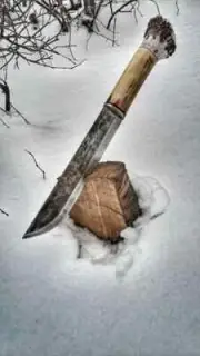 Handmade custom fixed blades Russian knife with leather sheath stag handle