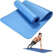 EZONEDEAL 8mm Thick Yoga Mat Fitness & Exercise Mat High Density Anti-Tear Non Slip Floor Exercises Mat (Blue) (180cmX60cm)