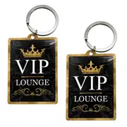 2PK Nostalgic Art Metal 9.3cm Rectangle Keyring Hanging Bag Keychain VIP Lounge
