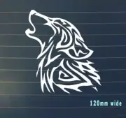 Dog Wolf Car Sticker - Howling Tribal Bumper Sticker Vinyl White window laptop