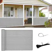 Sunny Guard 3'x16' Brown Grey Balcony Deck Privacy Screen Fence Apartments Railing Cover Heavy Duty Mesh Windscreen for Outdoor, Backyady,Patio