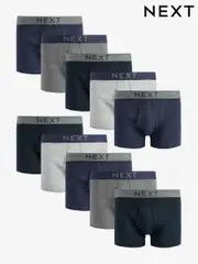Grey/Navy 10 pack A-Front Pure 100% Cotton Boxers (605837) | $84