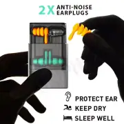 2 Pairs Noise Cancelling Reduction Ear Plugs Sleeping Hearing Protection Earplug