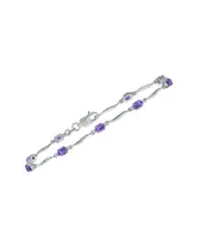 Silver 1.59 ct. tw. Diamond & Amethyst Bracelet