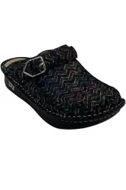 Alegria Leather Adjustable Backstrap Clogs Seville Ric Rac Rainbow