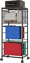 Superbpag Rolling File Cart, Mobile Storage Drawer Cart, Utility Cart on Wheels with Hanging File Folder Rack for Home Office School, Black