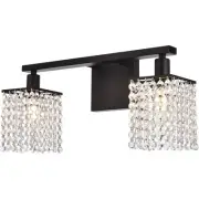 Living District LD7008BK Phineas 2 Light 18 inch Black Bath Sconce Wall Light