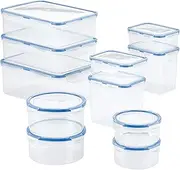 Lock & Lock Easy Essentials Food Storage lids/Airtight containers, BPA Free, 22 Piece, Clear