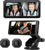 Baby Car Camera, Dual Channel with 2 IR Night Vision Camera, 5" AHD 1080P Safety Baby Car Monitor Easy to Install Car Mirror Camera for Rear Facing Seat Backseat