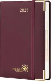 POPRUN 2025 Daily Planner (A5 Size 5.5" x 8.5") One Page Per Day with Vegan Leat