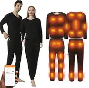 [IMYOGI] Cozy Heating Underwear Set, 22 Zones Electric Heated APP Temperature Control Thermal Underwears Shirt Pant for Man Woman