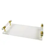Tizo Clear Lucite Tray with Gold Tone Handles
