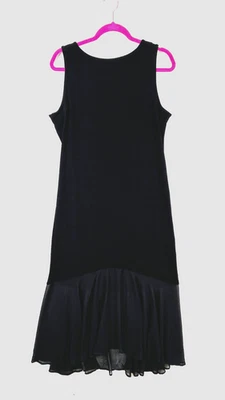 NWT Chico's Travelers Black Dress Size 1 US 8 Chiffon Hem Midi Travel Knit