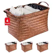 Handwoven Clothes Basket Laundry Hampers Large Wicker Storage Baskets for She...