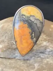 Bumble Bee Jasper Navajo Sterling Silver Ring Size 7 11553