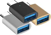 GAROZATION 3Pcs Type C to USB Converter Portable Adapter with Indicator Light Fast Data Transfer for Smartphones Tablets and Laptops