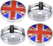 ontto 4pcs 60mm Car Hub Centre Caps Universal Compatible with KIA fit for Mitsubishi Auto Rims Wheel Centre Plastic Vehicle Replacement England UK Flag-Silver