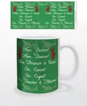 REINDEER SONG 11 OZ COFFEE MUG TEA CUP CHRISTMAS HOLLIDAY JESUS CHRISTIAN SANTA!