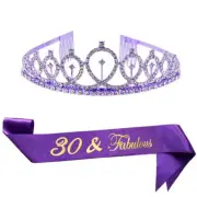Birthday Crowns for Women 30 & Fabulous Sash and Tiara Birthday Crown for Wom...