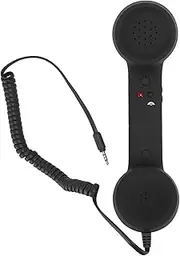 Handheld Receiver for Cell Phone, 3.5mm Retro Telephone Handset Wired Handheld Phone Receiver Mic Microphone Speaker, Proof Wired Cellphone Handset for Most Smartphone PC (Black)